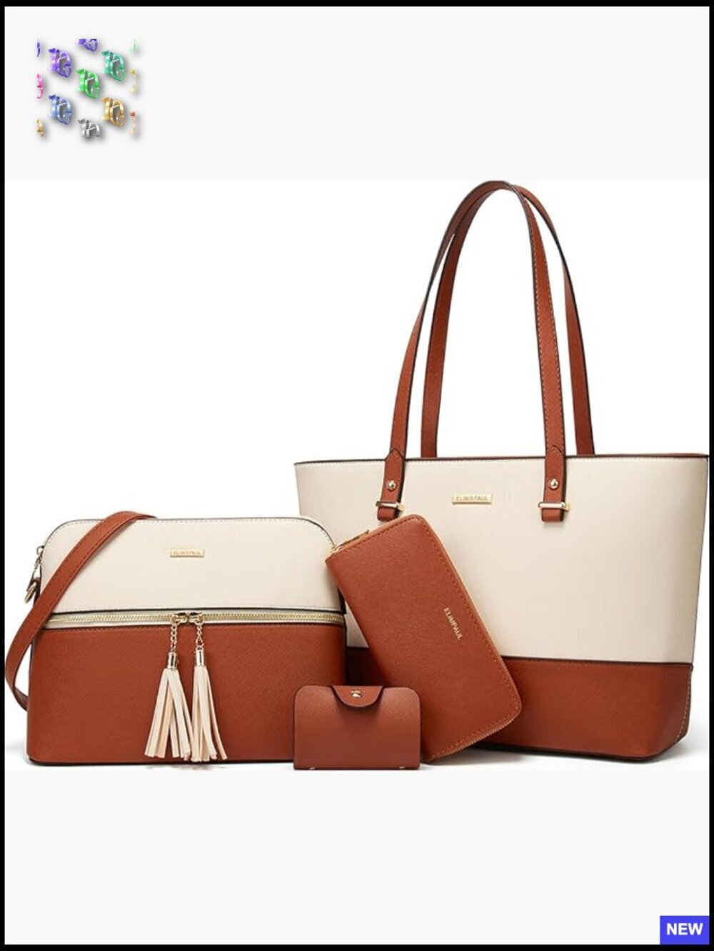 Women Fashion Synthetic Leather Tote Bag Set with Crossbody and Wallet Handbag